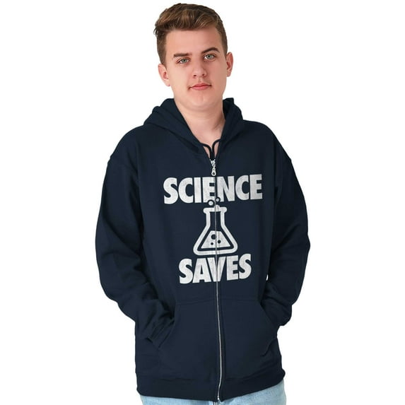 Science Saves Nerdy Scientist Geek Zip Up Hoodie Men's Women's Brisco Brands S