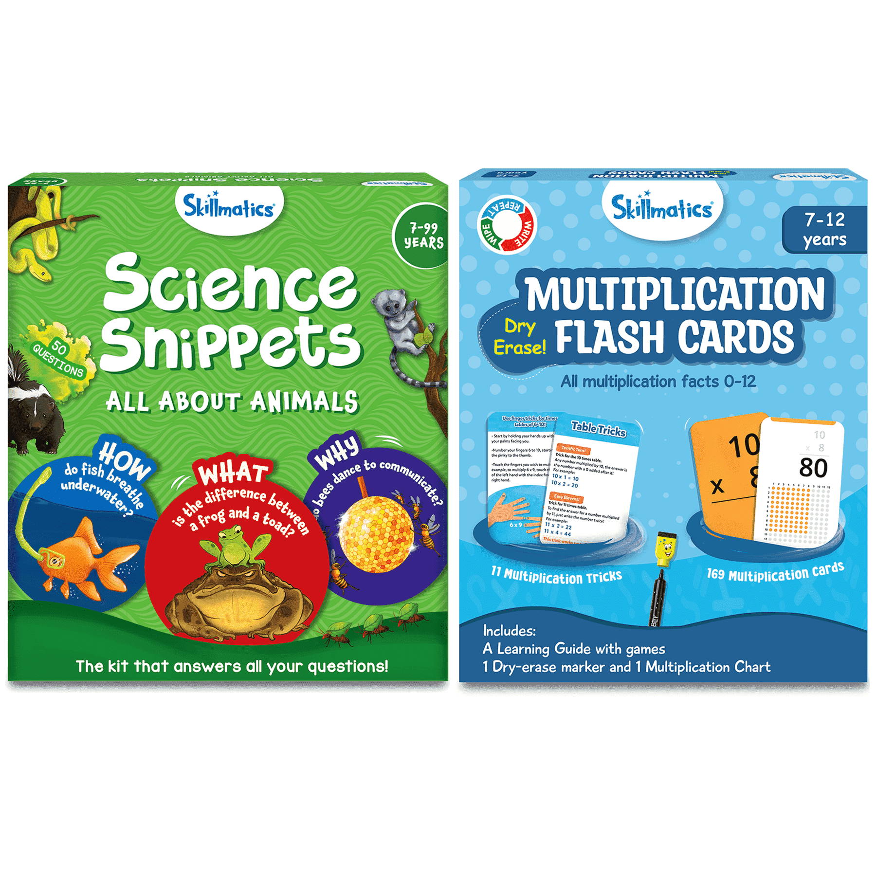 Skillmatics Science Snippets Animals & Multiplication Flash Cards