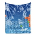 thumbnail image 1 of Science Soft Flannel Fleece Throw Blanket, Clear Open Sky with Clouds and Chemistry Table Pattern Smart Student Print, Cozy Plush for Indoor and Outdoor Use, 50" x 70", White and Blue, by Ambesonne, 1 of 5