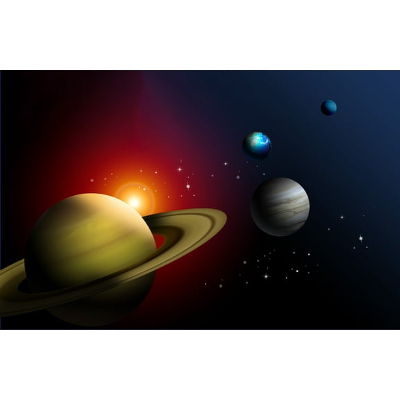 Science Space Canvas Art Outer Space Universe Astronomy Picture Wall Art Galaxy Earth Moon Framed Painting Wall Decor For Home Office Bedroom Reeady to Hang