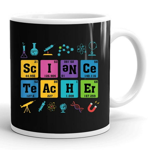 Science Teacher Chemistry Elements Periodic Table Scientist Gift Ceramic Mug 11oz (White;11oz)