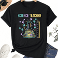 thumbnail image 1 of Science Teacher T-Shirt for Women, 100% Cotton Crew Neck Short Sleeve Shirt, Beaker Molecule Classroom Graphic, 1 of 7