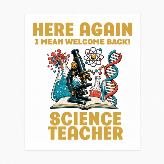 Science Teacher Welcome Back Poster Wall Art, Gold and Teal Laboratory Design for Classroom Walls, No Frame Included