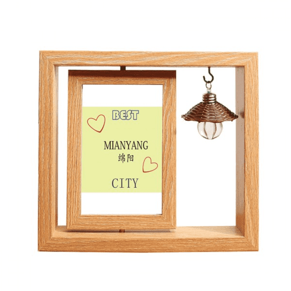 Science Technology City Mianyang Wooden Rotating Picture Photo Frame 4x6