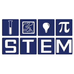 Science Technology Engineering Mathematics Artwork Design with Light Bulb, Pi and Laboratory Formula for School Classroom Vinyl Wall Decal - STEM Banner Art with Creative Abstract Art Look for Class W