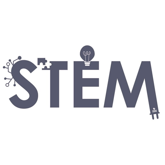 Science Technology Engineering Mathematics Artwork Design for School Classroom Vinyl Wall Decal - STEM Banner Art with Creative Abstract Art Look for Class Wall Decoration - 36" x 22"