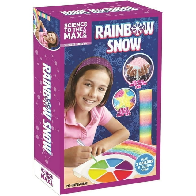 Science to The Max Rainbow Snow- Create 2 Gallon of Colorful and Reusable Snow- 7 Science Experiments Included - Stem Activity Kit for Boys & Girls 8+- Snow for Winter Display