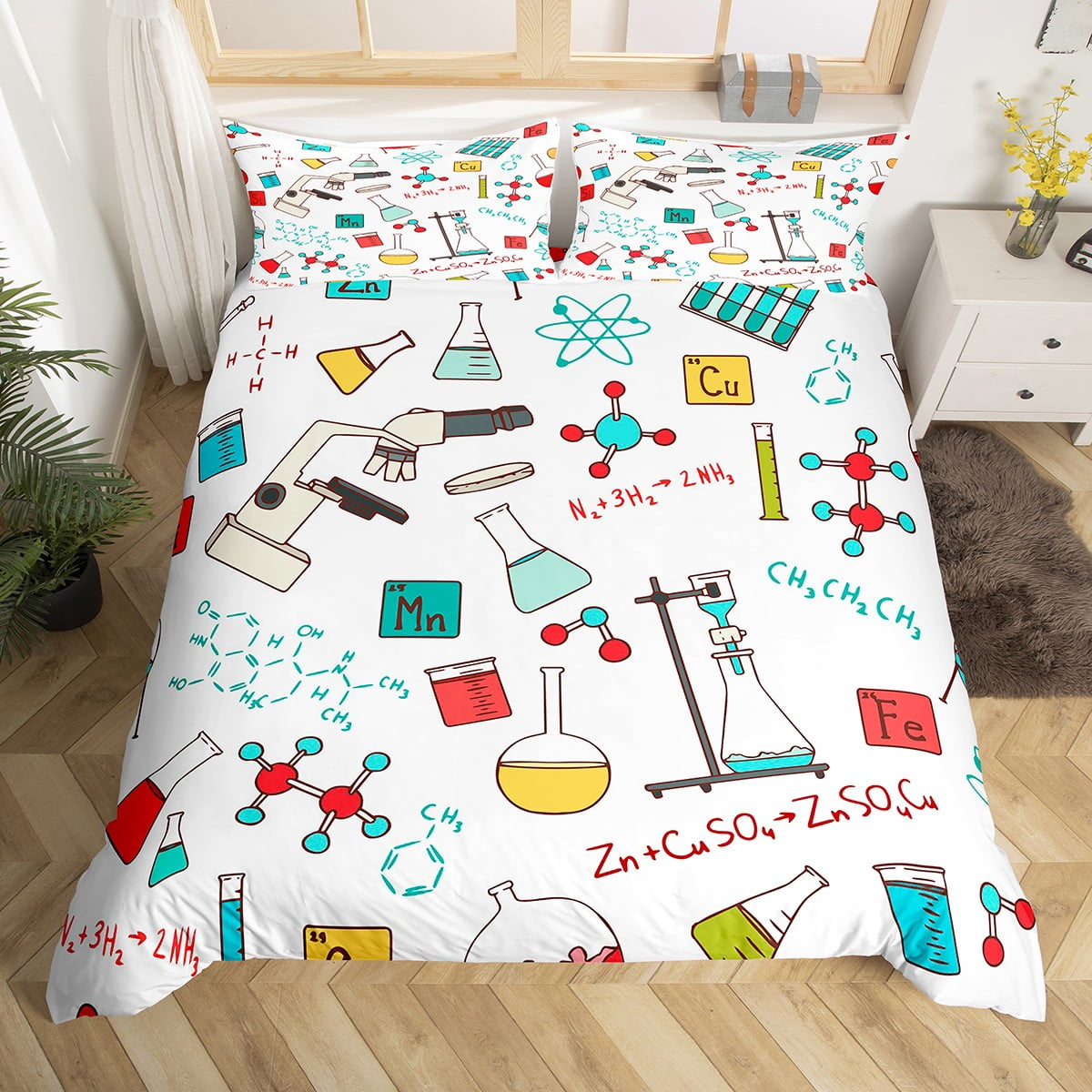 Science Theme Bedding Set for Boys Girls Chemical Subject Theme Duvet