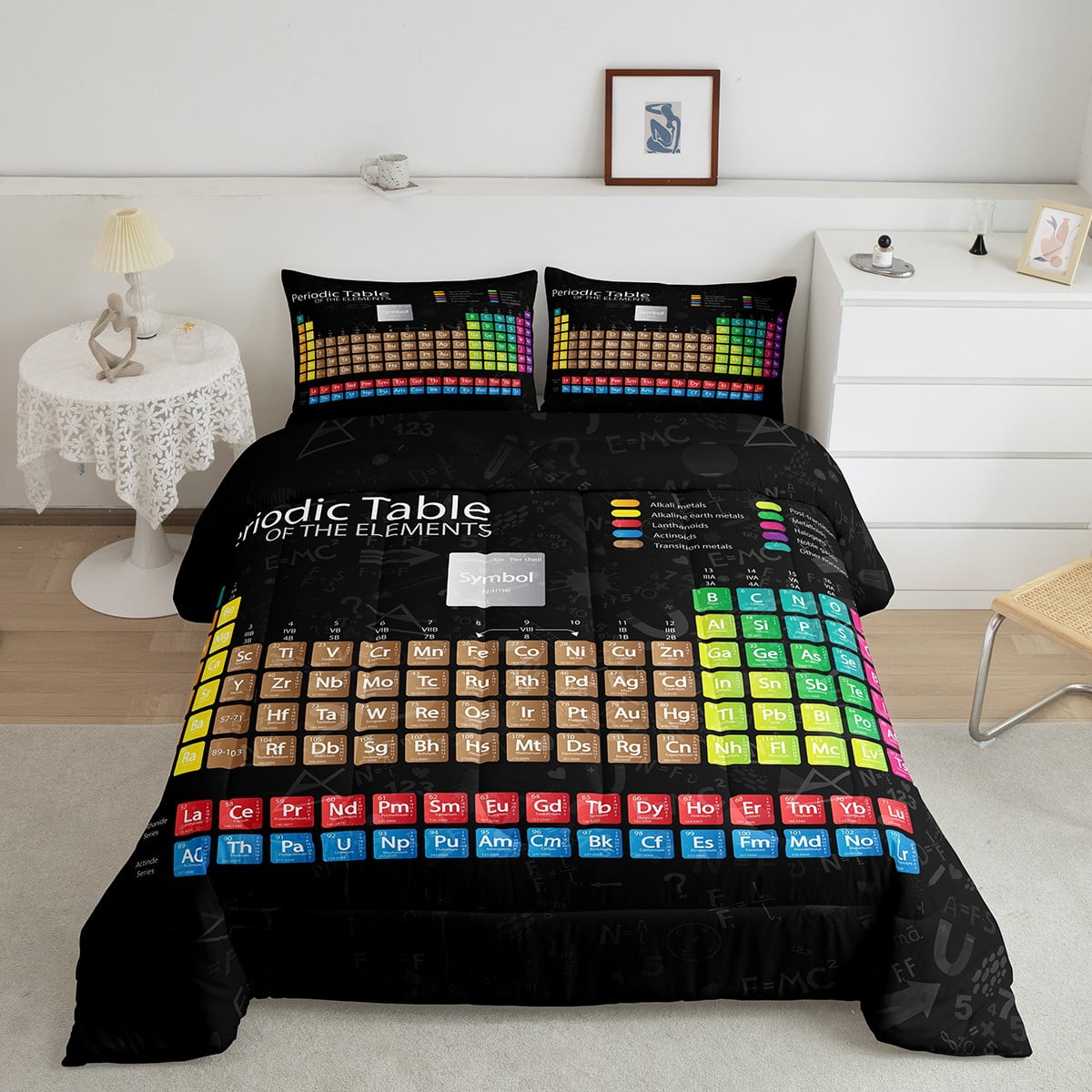 Science Theme Comforter Set Twin Size for Boys Girls Periodic Table