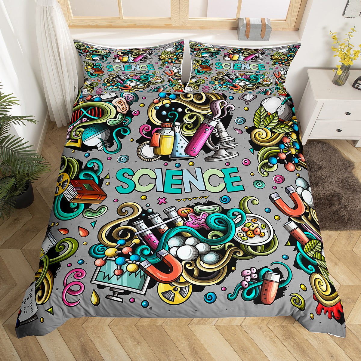 Science Theme Duvet Cover King Mathematics Formula Bedding Set Science
