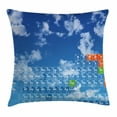 thumbnail image 1 of Science Throw Pillow Cushion Cover, Clear Bright Sky with Clouds and Chemistry Table for Kids Smart Student Print, Decorative Square Accent Pillow Case, 18 X 18 Inches, Blue and White, by Ambesonne, 1 of 2