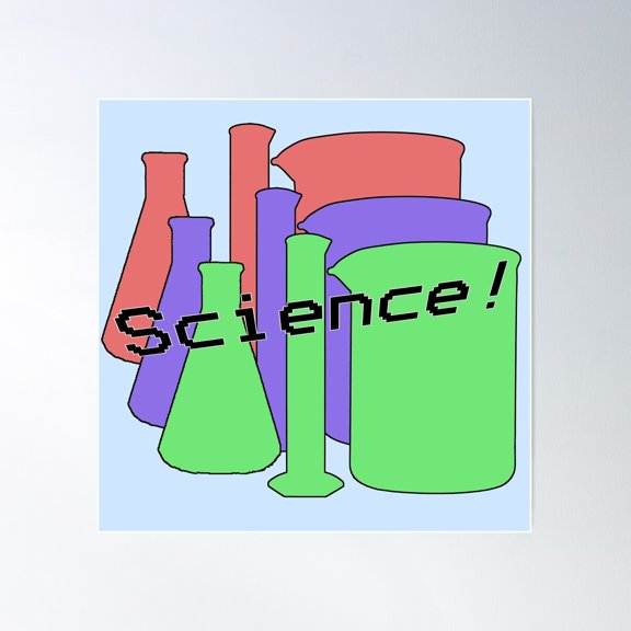 Science Vector Beaker And Measuring Cylinder Design Poster Wall Art, Modern Wall Decor For Living Room Bedroom, 8x12 UNFRAMED