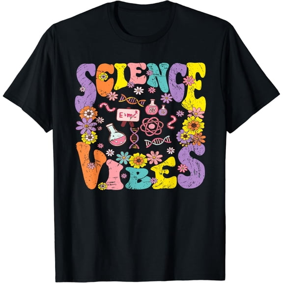 Science Vibes Retro 1st Day of Back To School Groovy Teacher T-Shirt