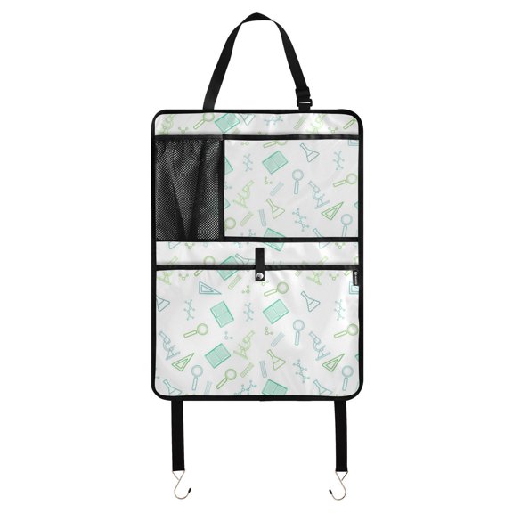 Science background pattern design Kick Mats (171 Pack) - Car Seat Back Protectors, Premium Waterproof Fabric, Reinforced Corners to Prevent Sag, and Mesh Pockets for Large Storage