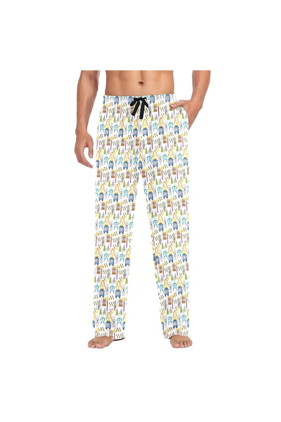 Science lab pattern background design Mens Pajama Pants Lounge Soft Sleep Pant Men Pajama Bottoms with Pockets Drawstring