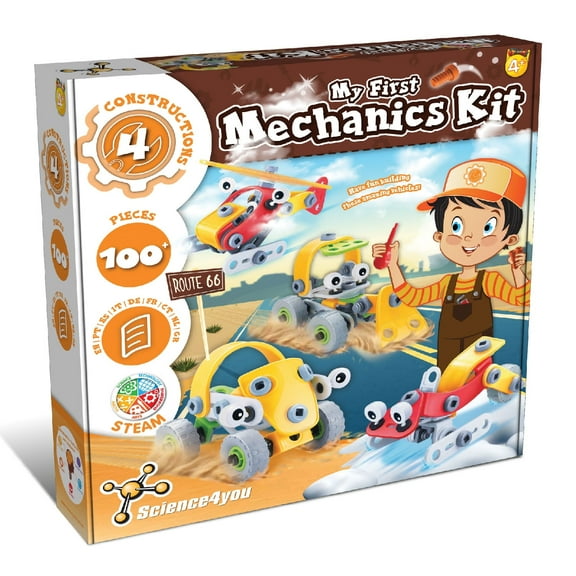 Science4you First Engineering Kit - Construction Toys and Building Games for Kids, Tool Kit for Kids, 100+ Pieces & 4+ Building Toys, Craft Set for Kids, Stem Toys, Gift for 4 Year Old Boys and Girls
