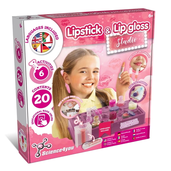 Science4you Lipstick & Lip Gloss Making Kit for Girls Make Your Own Lip Glosses, Lipsticks & Lip Balm - 7 Beauty Activities for Kids Included, Original Gift for Girls Age 8 9 10 11+