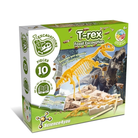 Science4you T Rex Fossil Digging Kit for Kids - Excavate and Assemble 10 Pieces, T Rex Dinosaur Digging Kit for Kids + Dino Toys, Games, Gifts for Boys and Girls age 6 7 8+
