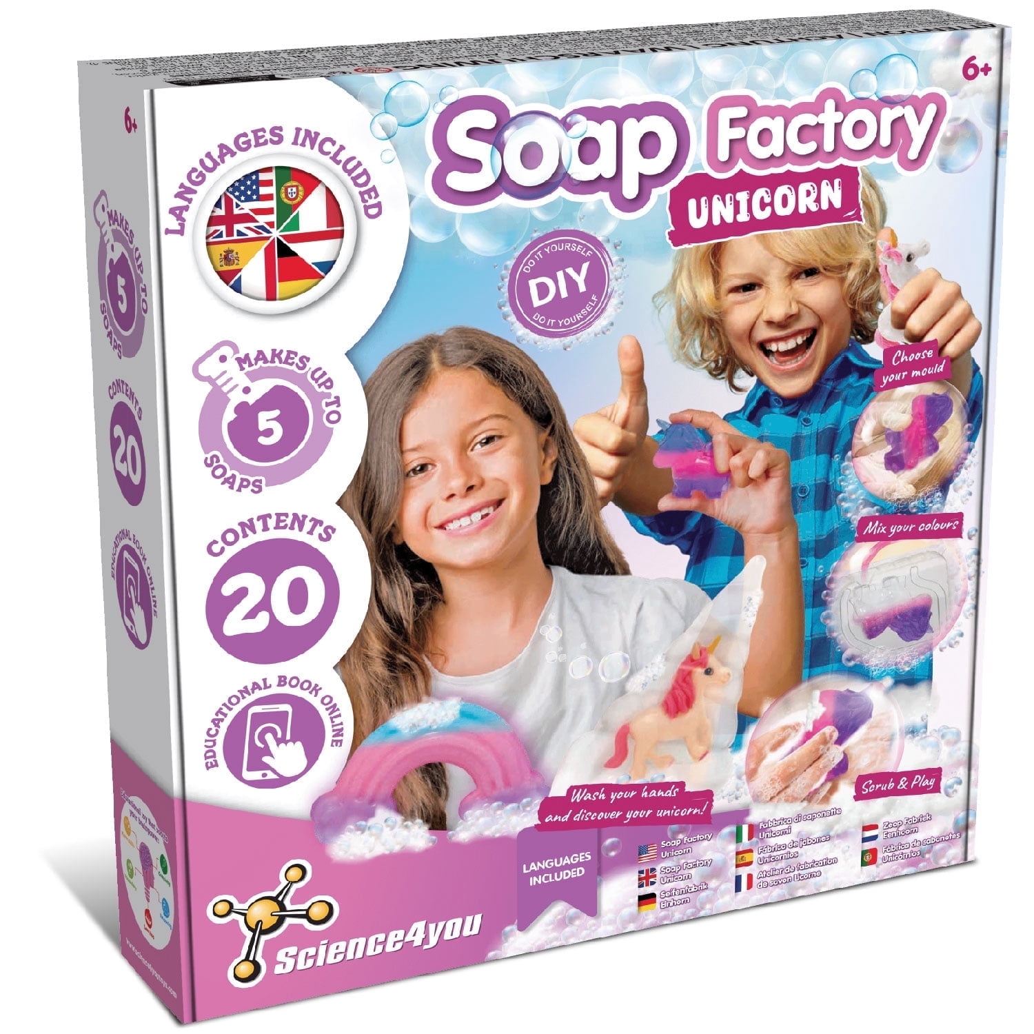 Science4you Unicorn Lab Soap Making Kit for Kids Age 6 7 8+, Make Your Own Soaps with Unicorn Glow-in-The-Dark Toys Inside, Craft Kits for Kids, Educational Gift for Girls & Boys Age 6 7 8 9+