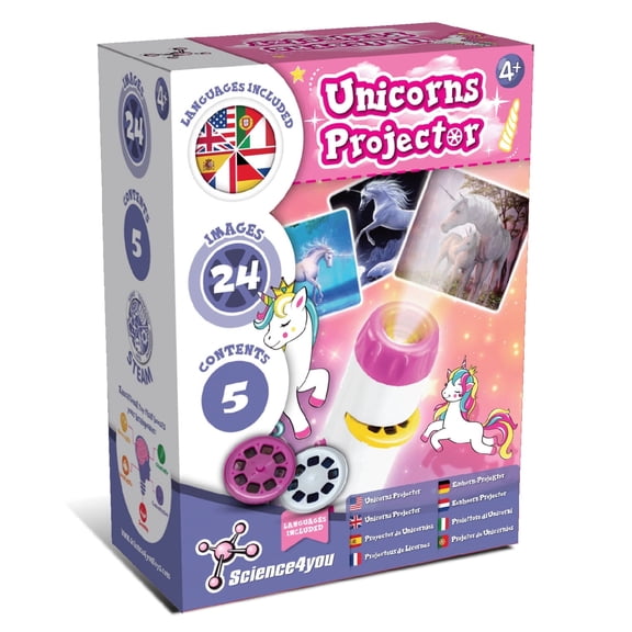 Science4you Unicorn Torch Projector for Kids - Unicorn Toy for Kids + 24 Images + Poster Included, Unicorn Lamp, Projector Torch, Scientific and Educational Toys for 4 5 6 7+ Year Olds Boy and Girls