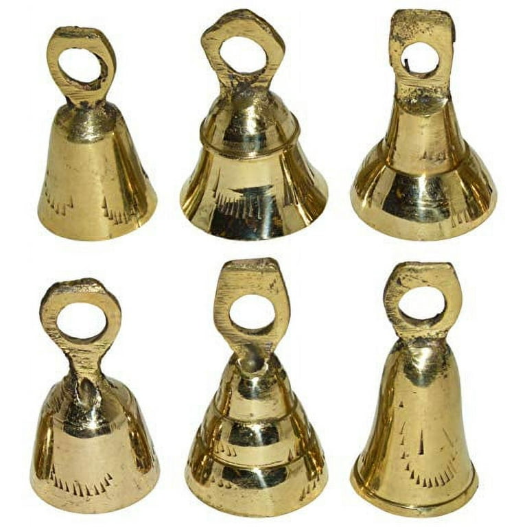 SciencePurchase 6 Assorted Mini Brass Bells with Loops for Hanging