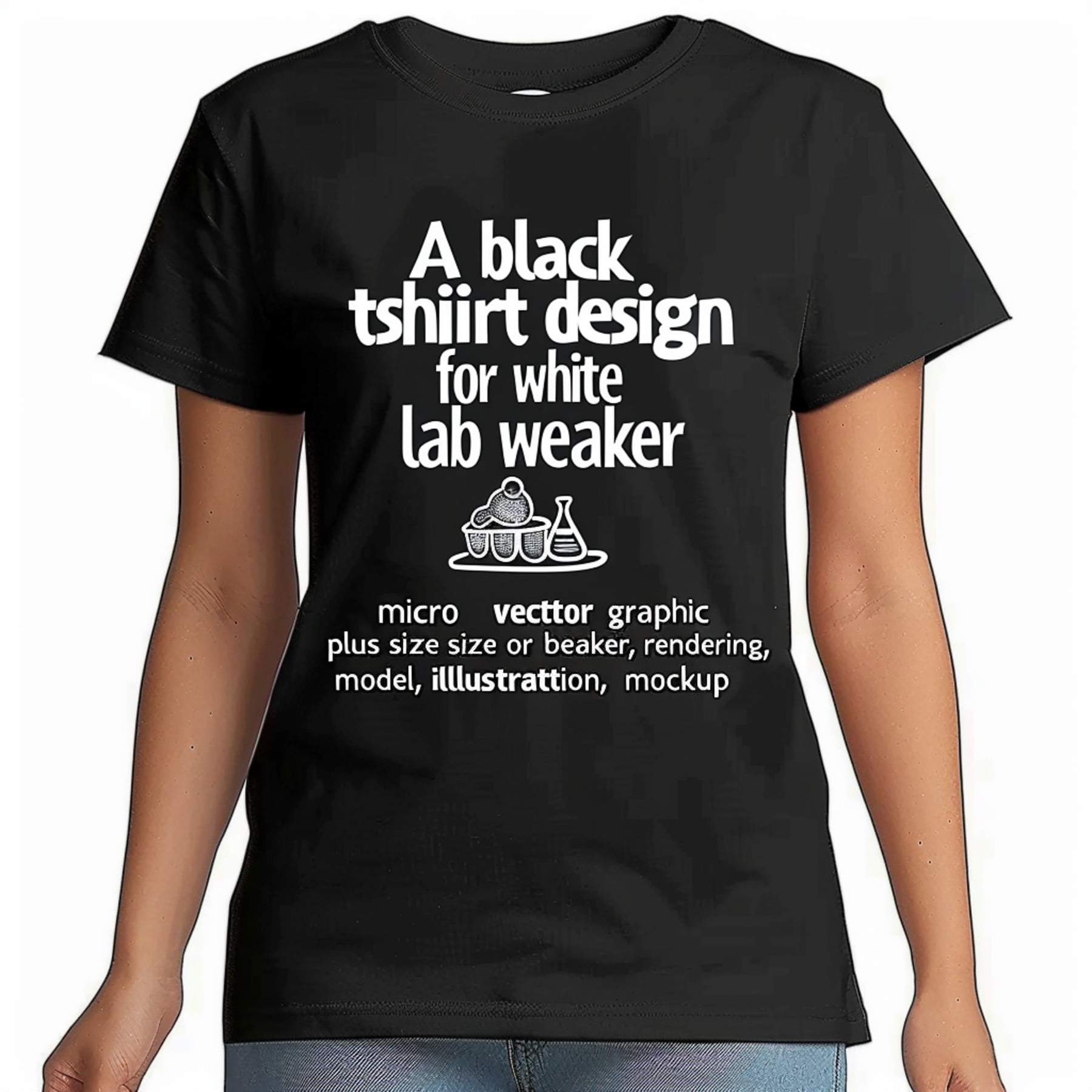 Sciencethemed Black TShirt for Women with Lab Equipment Plus Size Model ...