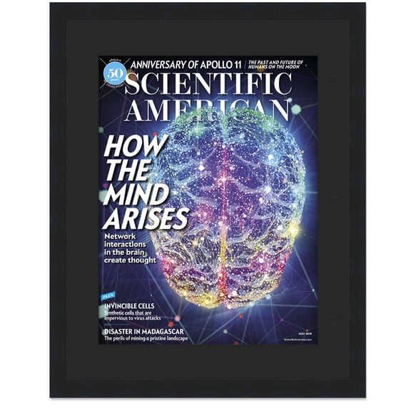Scientific American Magazine Frame - Complete with Acrylic, Backing, and Black Mat - Display