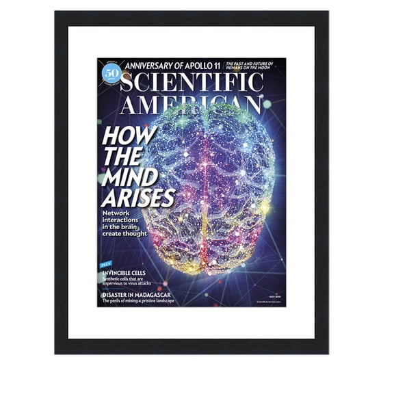Scientific American Magazine Frame - Complete with Acrylic, Backing, and White Mat - Display