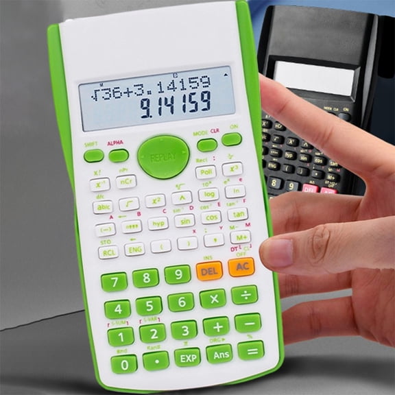 Scientific Calculator Battery Powered Function Calculator With LCD Display Math Algebra Geometry Trigonometry Tools(Green)