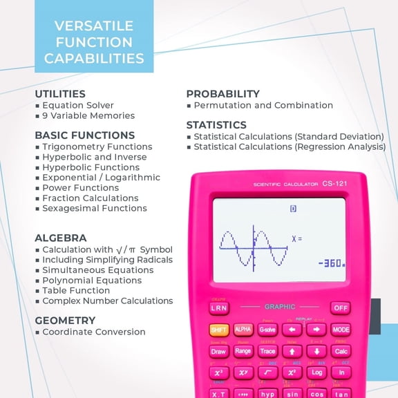 Scientific Calculator with Graphic Functions, Multiple Modes with Intuitive Interface, Perfect for Beginner and Advanced Courses, High School or College, CS-121