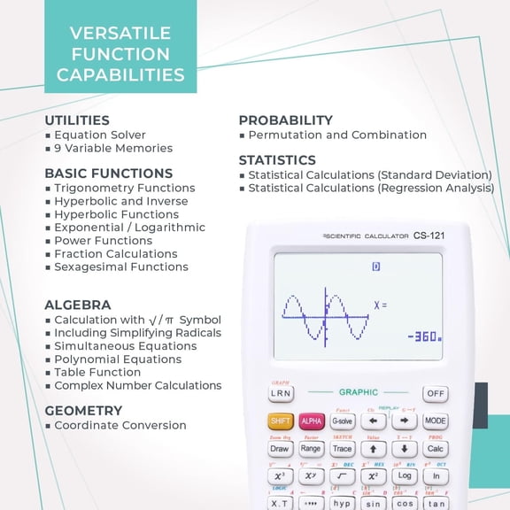 "Scientific Calculator with Graphic Functions - Multiple Modes with Intuitive Interface - Perfect for Students of Beginner and Advanced Courses, High School or College "