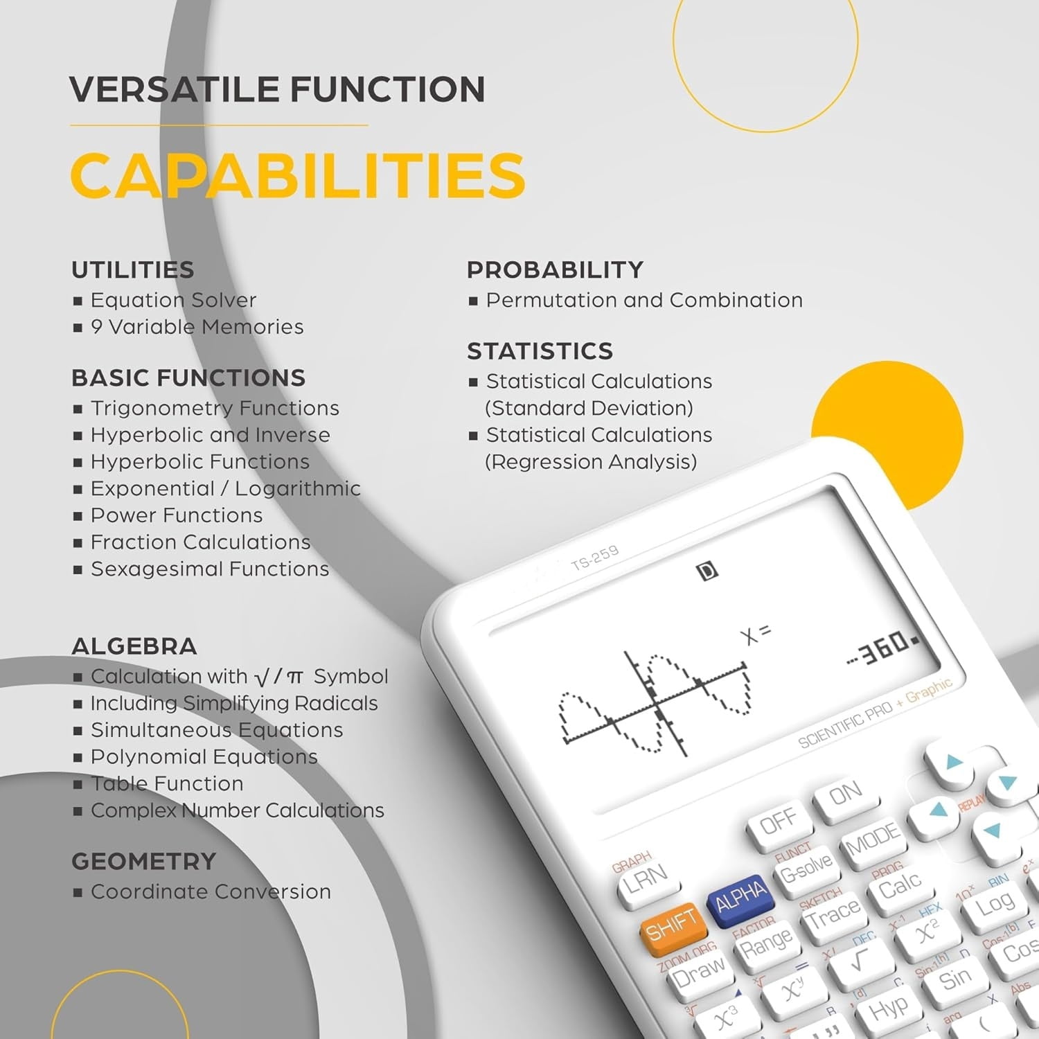 Scientific Calculator with Graphing Functions, Multiple Modes, 360 ...