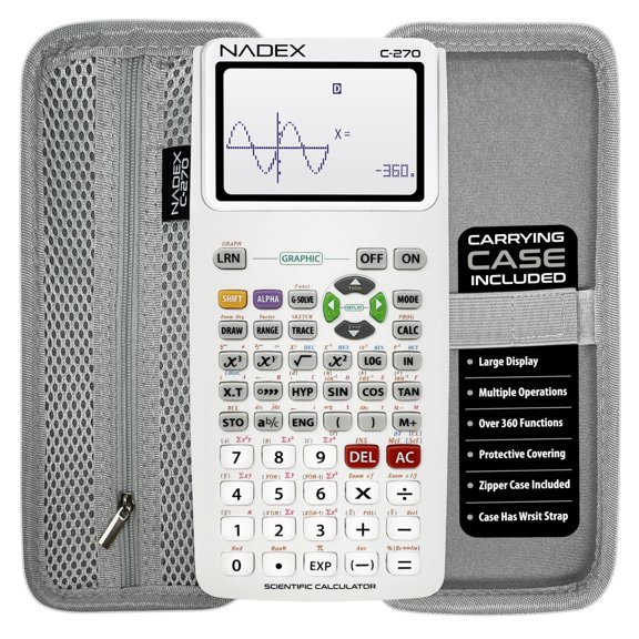 Scientific Calculator with Graphing, Includes Carrying Case, for College and High School Students, Calculus, Algebra, Geometry, Trigonometry, Statistics, Physics, Chemistry, White