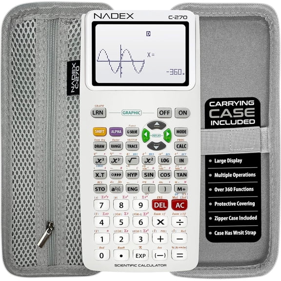 Scientific Calculator with Graphing, Includes Carrying Case, for College and High School Students, Calculus, Algebra, Geometry, Trigonometry, Statistics, Physics, Chemistry, White