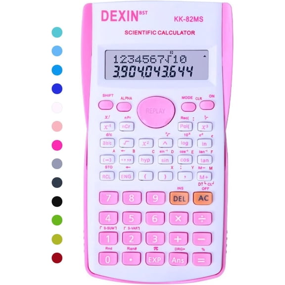 Scientific Calculators Desktop, for Students, Calculator 240 Functions 2 Line 10+2 Digits, Desk Math School (Pink and White)