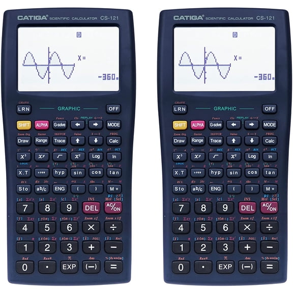 Scientific Calculators with Graphic Functions, Graphing Calculators with Multiple Modes, Scientific Calculators for Students, High School or College Courses, 2 Pack, CS-121