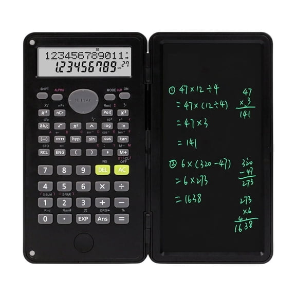 Scientific Calculators for Students with 240 Functions and 6-Inch Handwriting Pad, Portable Flip-Cover Design, Lcd Writing Tablet for Exams and Accounting