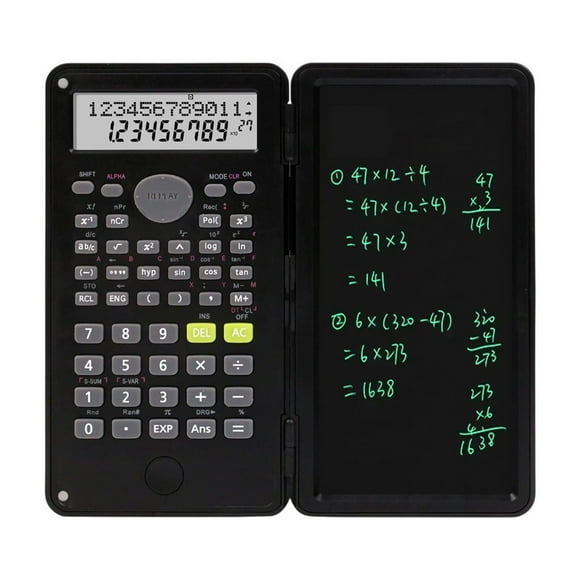 Scientific Calculators for Students with 240 Functions and 6-Inch Handwriting Pad, Portable Flip-Cover Design, Lcd Writing Tablet for Exams and Accounting