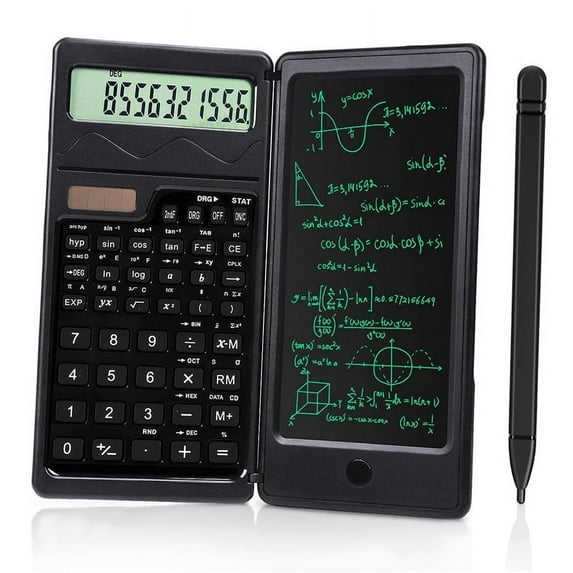 Scientific Calculators for Students,10-Digit LED,Solar/Battery Power,Math Calculator with Notepad and Pen for School