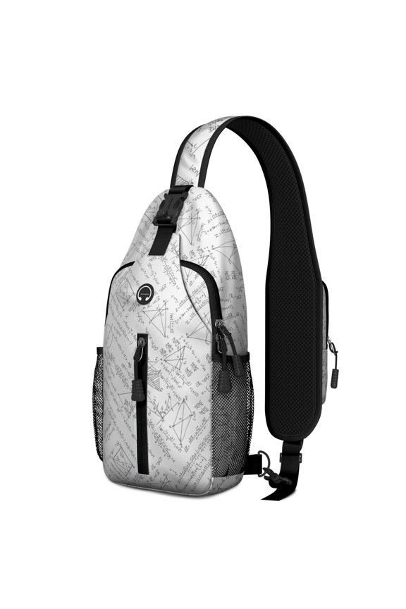 Scientific Knowledge Print Sling Backpack, Crossbody Daypack for Science Lovers and Educational Gifting