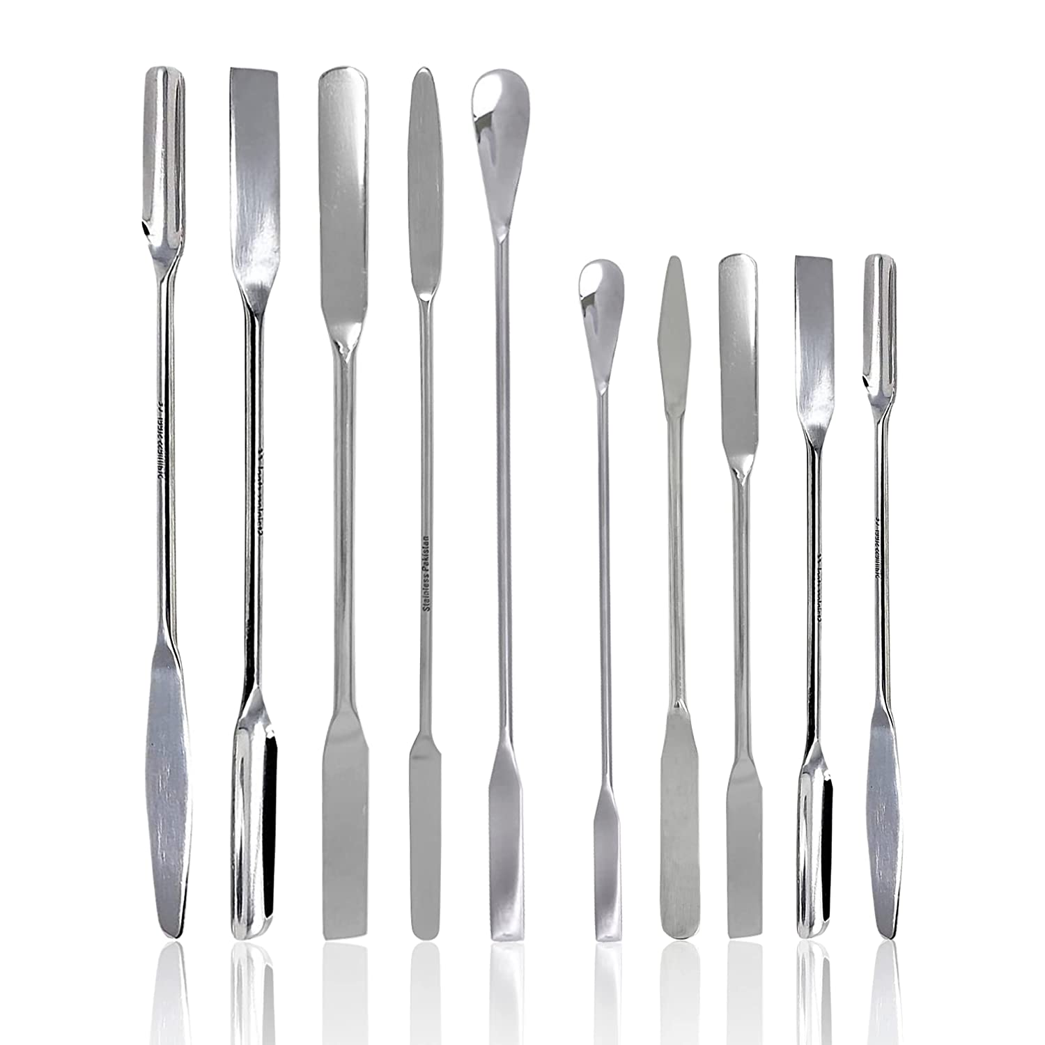 Scientific Labwares 10 PCS Micro Lab Spatula Sampler Set Stainless ...