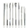 thumbnail image 1 of Scientific Labwares 8 PCS Micro Lab Spatula Sampler Set, Stainless Steel Double Ended Multi Purpose Mixing/Filling Spatulas + Tweezer, Square, Scoop, Round & Tapered Arrow End, 7"+6" Length, 1 of 1