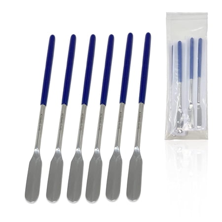 Scientific Labwares Micro Lab Spoon/Scoop Spatula with Stainless Steel Blade Vinyl Handle - 9 in (6PK)
