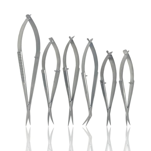 Scientific Labwares Micro Spring-Action Dissecting Precision Lab Scissors - Set of 6