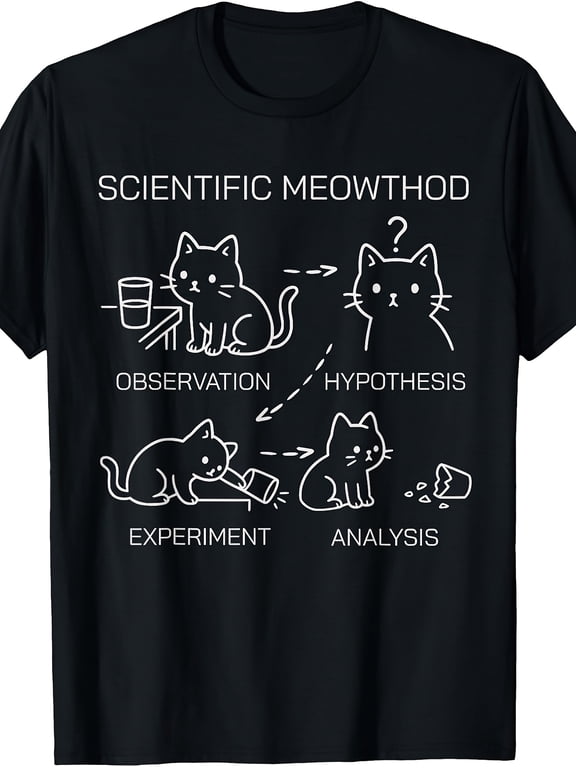 Scientific Meowthod Funny Cat Science Graphic Tee for Men Women, Cute Chemistry Teacher Short Sleeve T-Shirt, Casual Crew Neck Top for Cat Lover Gift