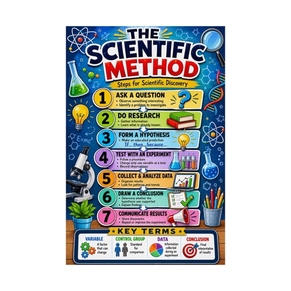 Scientific Method Poster Classroom Science Steps Chart Decor