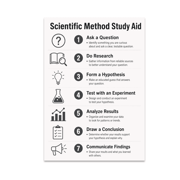Scientific Method Study Aid Poster - Science Students - 13x19 Poster Print