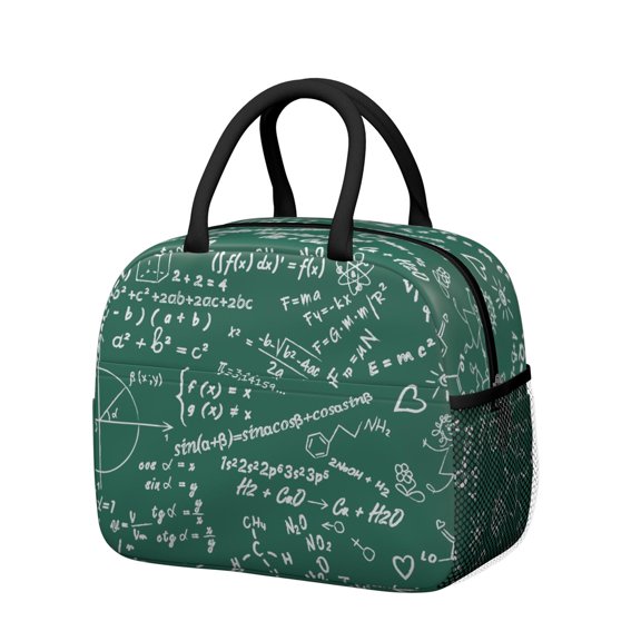 Scientific Pattern Insulated Lunch Tote Reusable Thermal Cooler Bag for School Office Lunch and Science Picnics