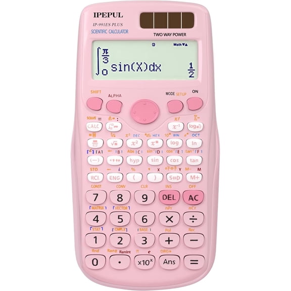 Scientific s, Pink Math with 417 Function, Solar Battery Power and 4-Line Display, School Supplies for Middle High College Students Teachers (Pink 991ES Plus)