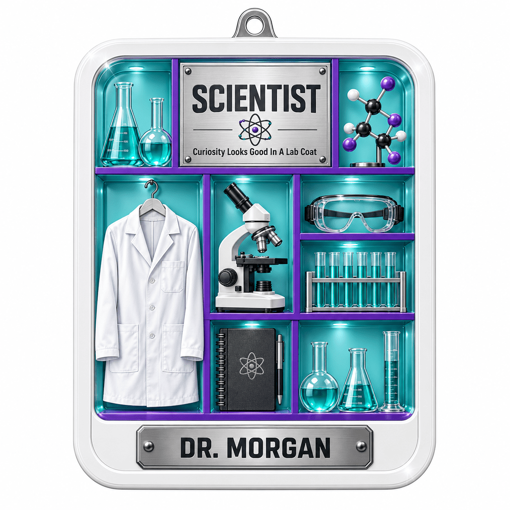 Scientist Acrylic Ornament, Personalized Lab Coat Hanging Keepsake for ...